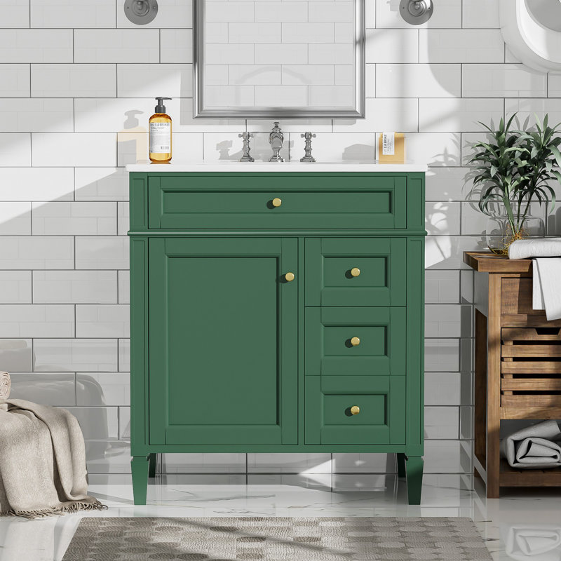 Meuble-lavabo de 30 po avec lavabo supérieur, Vert