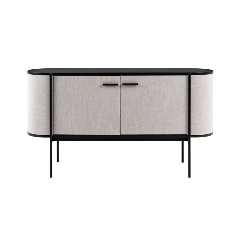 Buffet Dalston - tissu beige moderne et métal noir