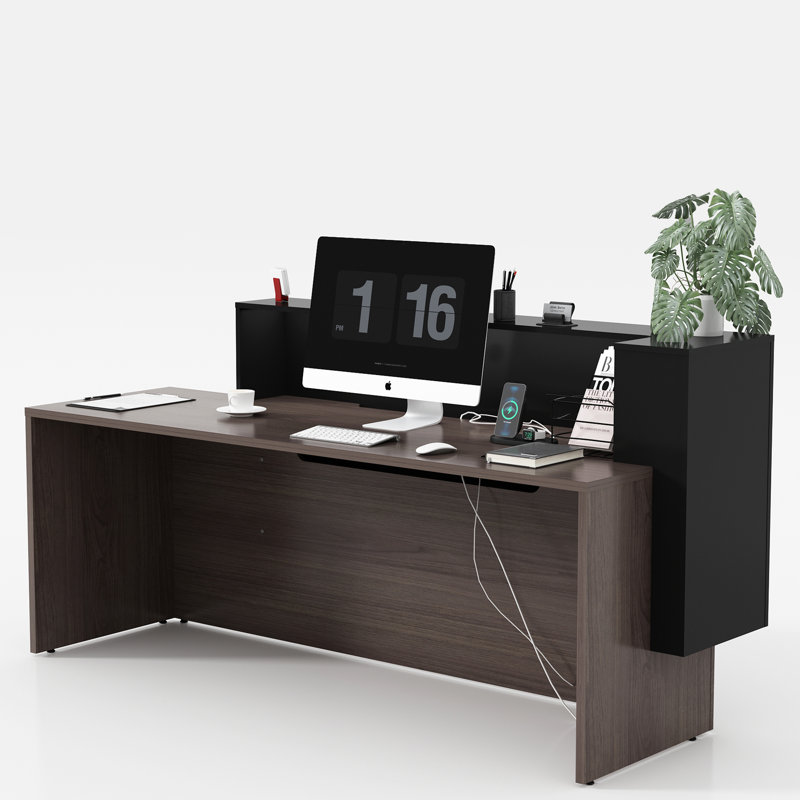 Rectangle Synthetic Laminate Reception Desk, 41.34" H x 82.68" W x 27.56" D