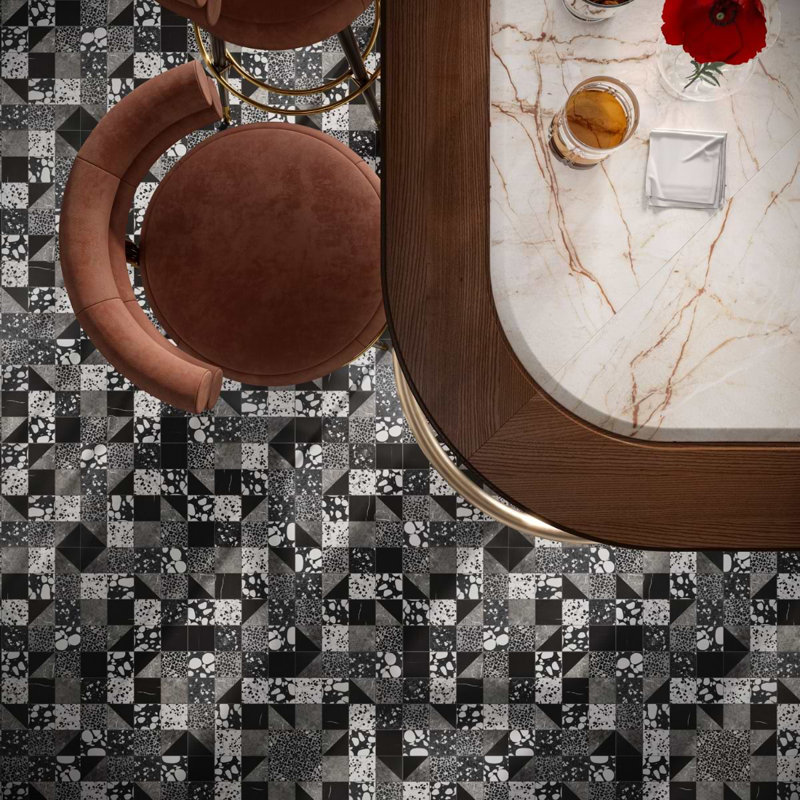 Elizabeth Sutton Artem Mosaic Tile, Raven Black;Gray