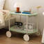 Chariot de rangement Moon pour le salon et la cuisine, chariot mobile nordique avec tablette double couche, structure en forme de T, 0 odeur, petit îlot, chariot de cuisine de forme rectangulaire, espace de tablette de style,