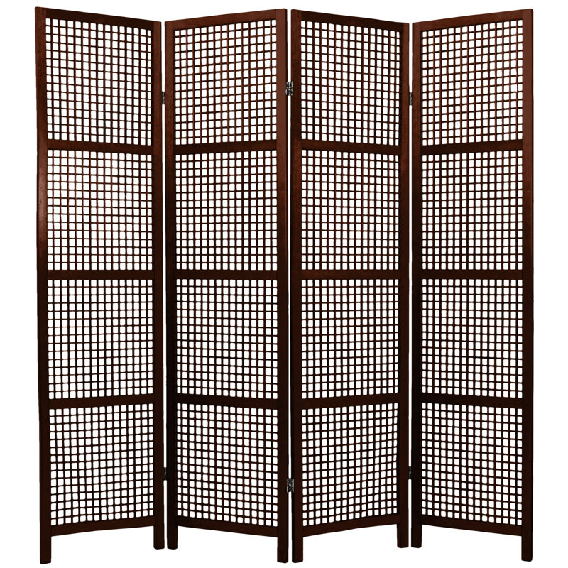 72" x 42" Miyagi Shoji 3 Panel Room Divider, Walnut, 4