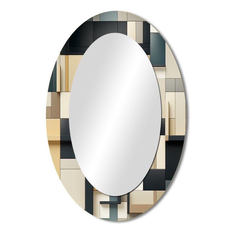 Miroir mural taupe à motif géométrique Harmony, H 36 po x l 24 po