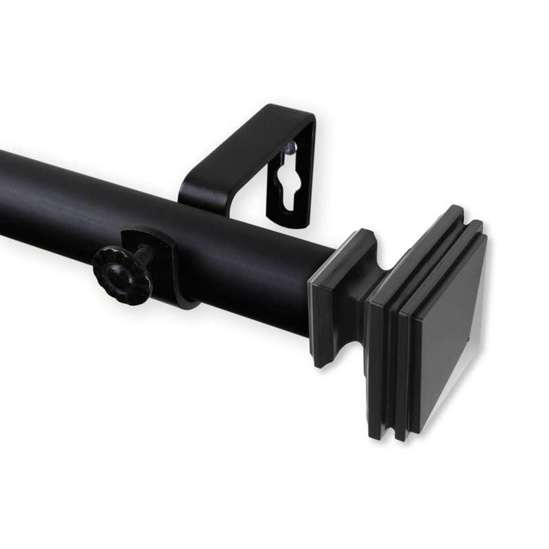 Tringle à rideau simple Bedpost, Noir, 66 po - l 120 po