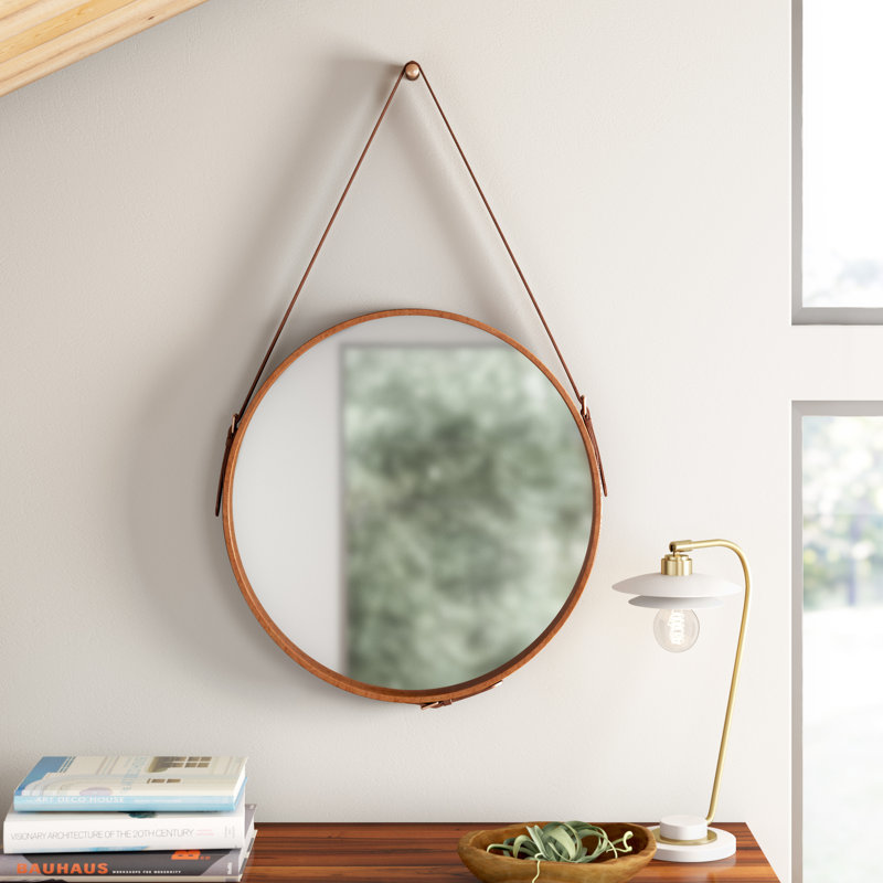 Miroir mural en cuir, 26 po x 26 po