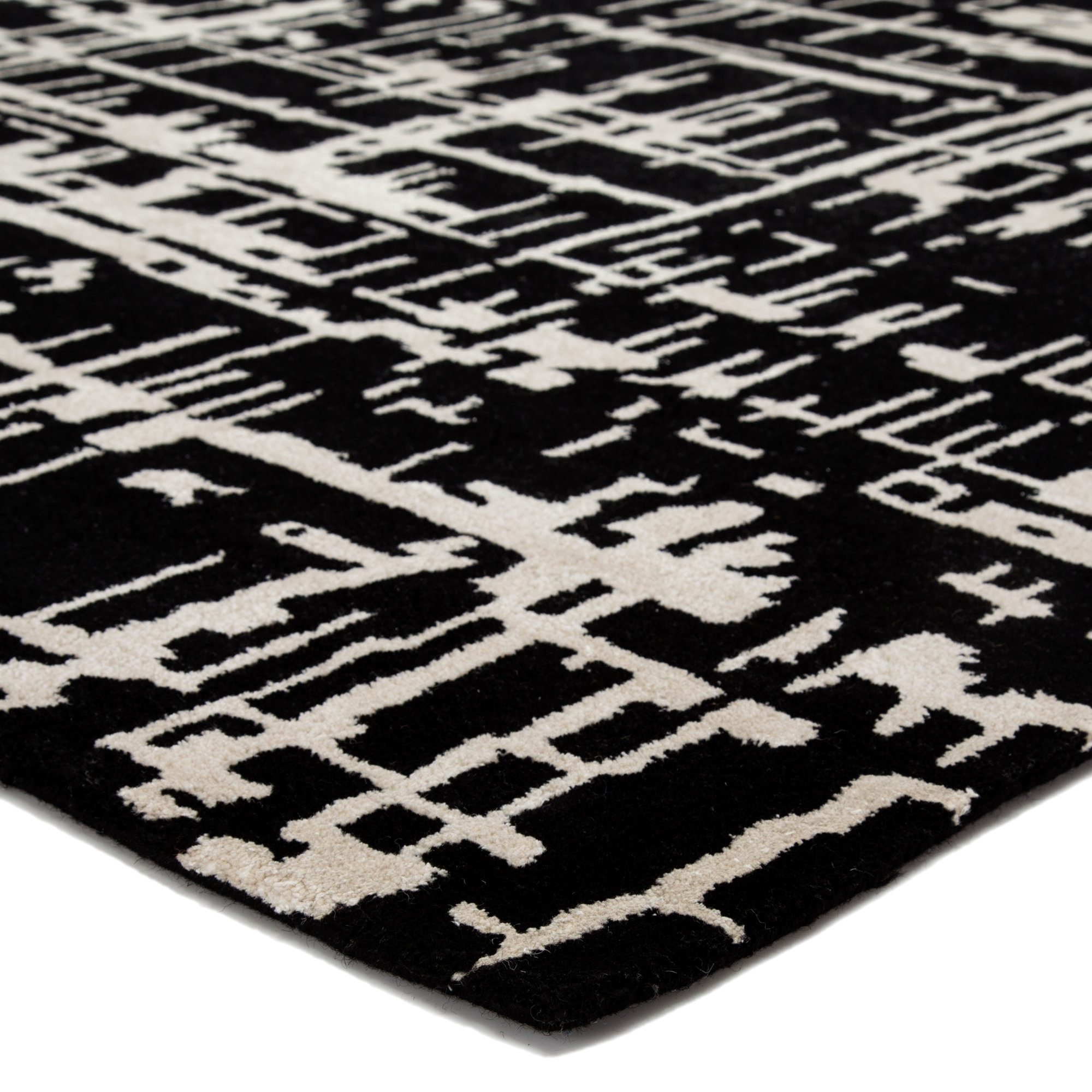 Brannon Hand Tufted Black Rug, Rectangle 2' x 3'