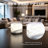 Cylinder Natural Cloudy White Marble Touch Table Lamp, Rechargeable Cordless LED Night Light with 3 Color Modes, Portable Decorative Ambient Lamp for Living Room, Bedroom, Bathroom & Office-2047226278