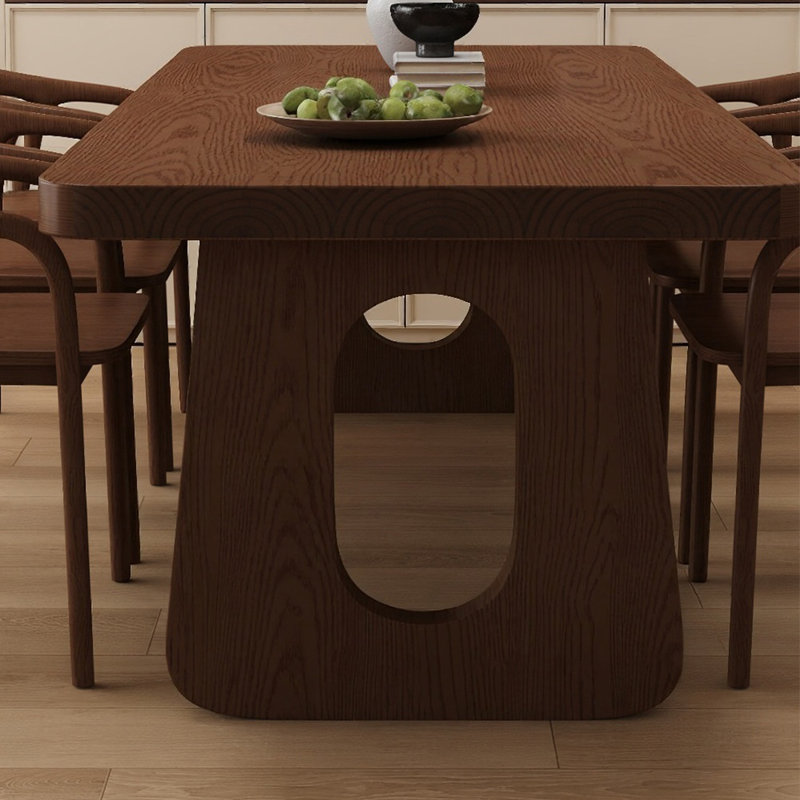 Nut-brown Rectangular Solid Wood Dining Table, 29.53"H×94.49"L×39.37"W
