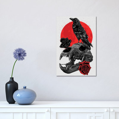 Raven Skull 1 Piece Wrapped Canvas Wall Art