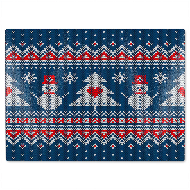 Winter Holiday Sweater Design Dining Glass Chopping Board, 40cm L x 28cm W