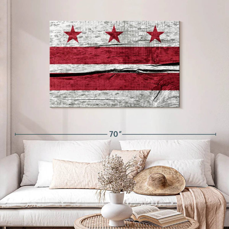 Drapeau Borges Wood Style Washington DC, H 30 po x l 45 po