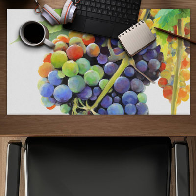 Illustrative Food Gastronomy Desk Mat | Colorful Grapes Decor