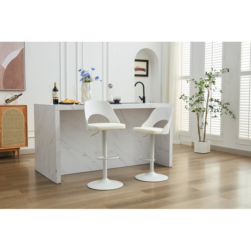 Bar Stools Set Of 2 Modernpu Counter Height Barstool, High Padded Swivel Adjustable Barstools With Back For Bar Counter And Kitchen Island