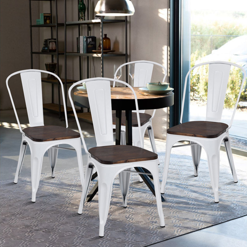 Galway Stacking Side Chair, White/Black