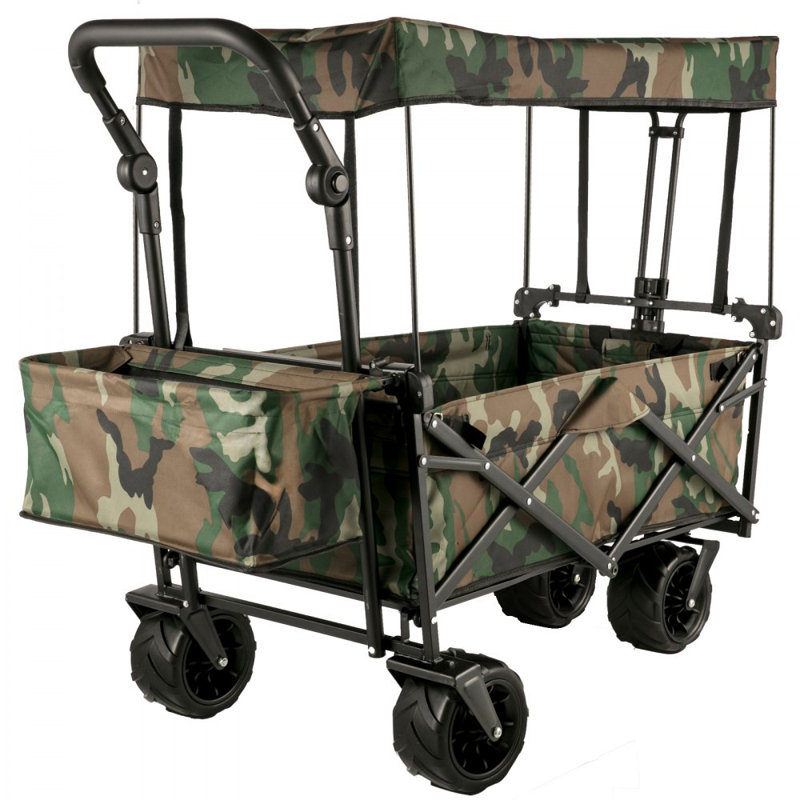 Collapsible Folding Wagon with Removable Canopy, Heavy Duty Foldable