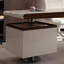 Bureau rectangulaire blanc en bois manufacturé blanc + brun noisette + acier inoxydable avec 2 tiroirs-118619134