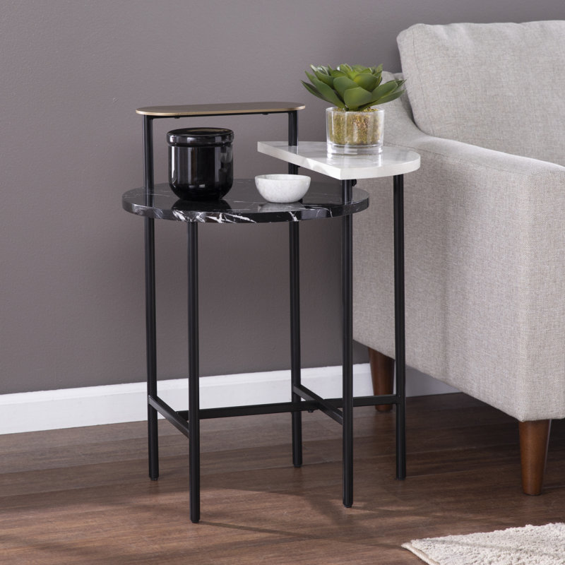 Table de bout en faux marbre avec rangement Arcklid