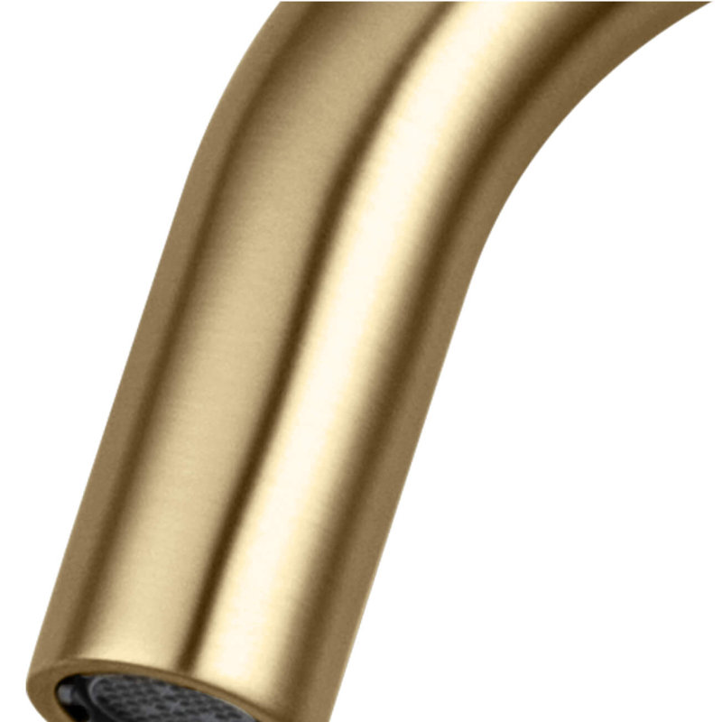 Circular Single Hole Bathroom Faucet with Drain Assembly, Brushed Brass