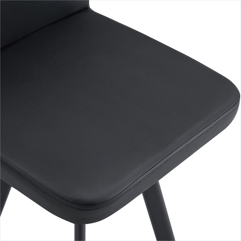 Ensemble de table de salle à manger ovale 9 pièces avec plateau de table en grain de bois bicolore et 8 chaises en cuir de polyuréthane noir foncé, 8 places, style industriel moderne