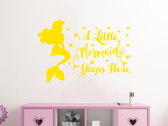 Adhésif décoratif «A Little Mermaid Sleep Here», Jaune