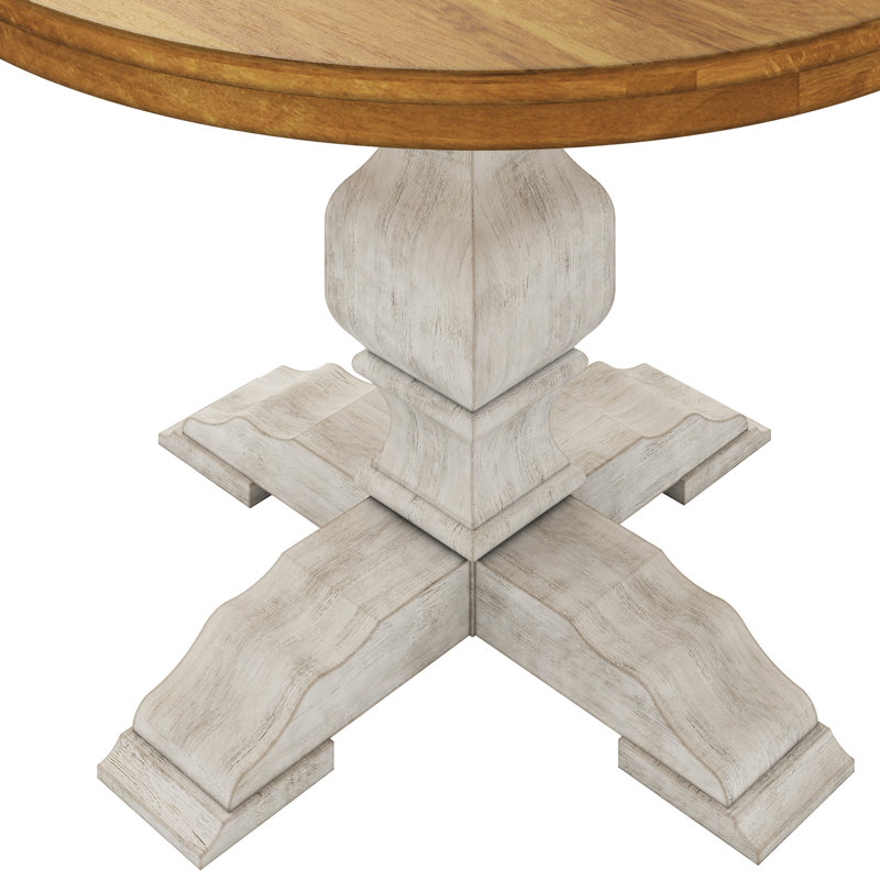 Marcotte Round Solid Wood Dining Table, Antique White