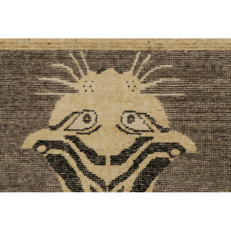 Distressed Homage Hand Knotted Wool Animal Print Area Rug, Rectangle 8' x 10'