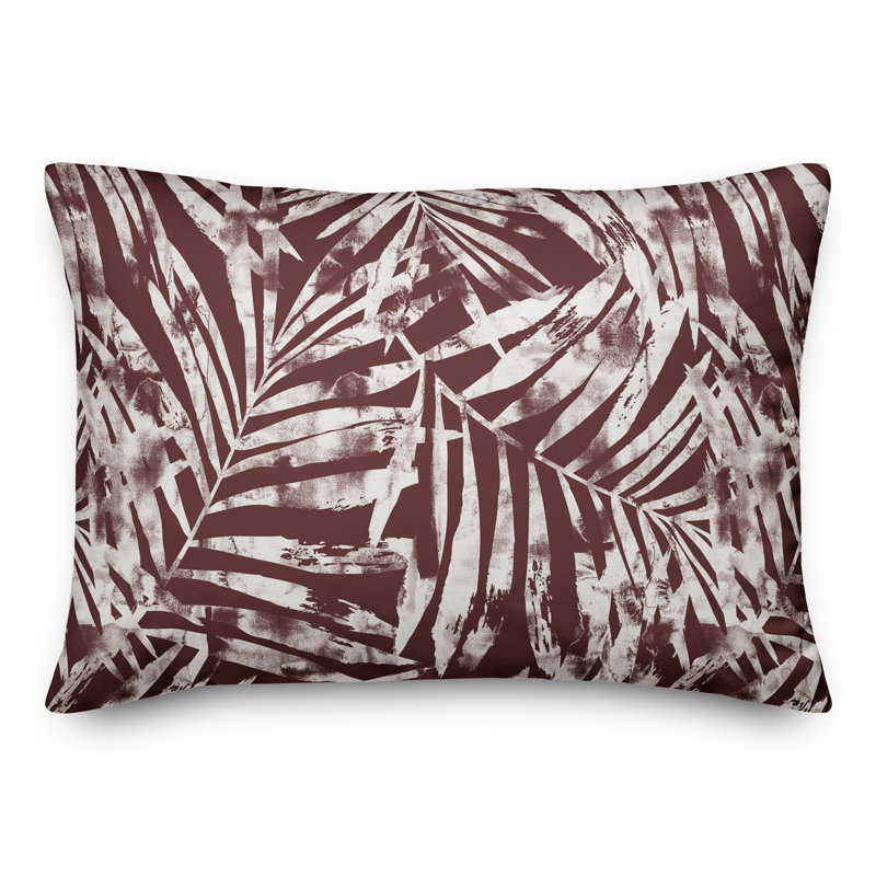  Coussin décoratif floral intérieur / extérieur en polyester, H 14 po x l 20 po, Marron