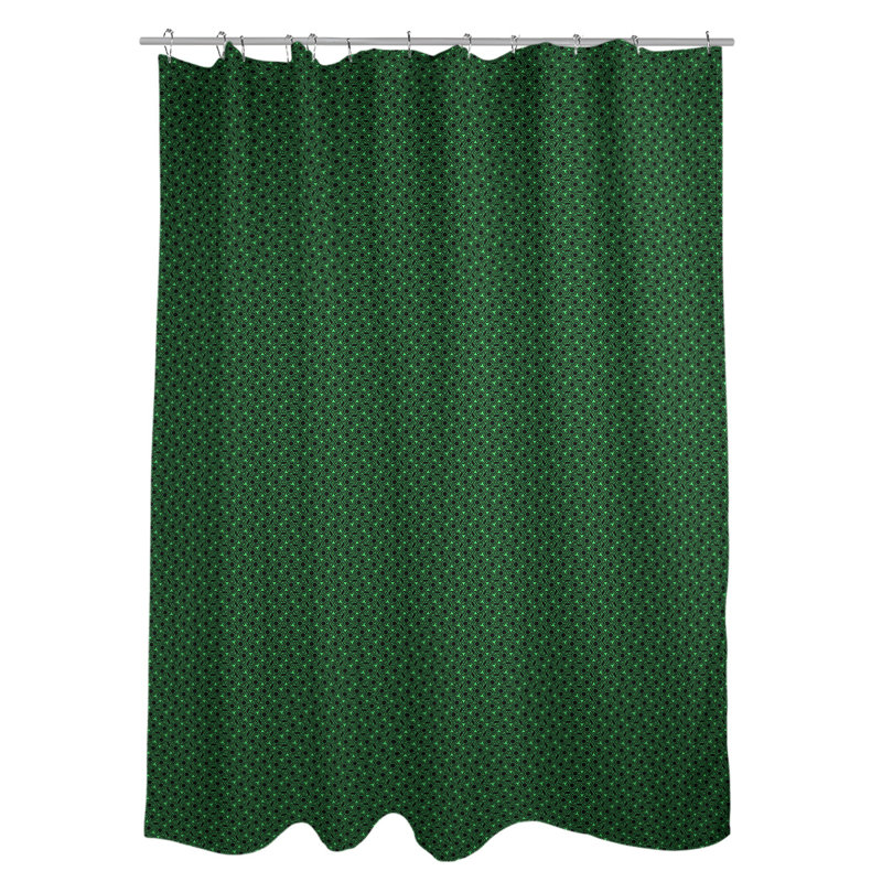 Rideau de douche simple hexagonal classique, Vert / Noir
