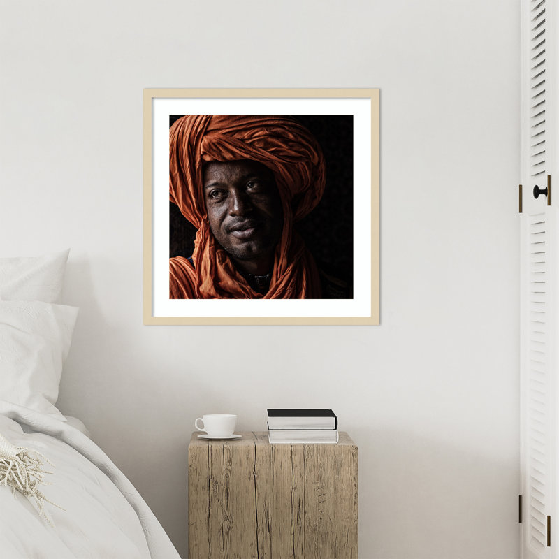«Moroccan Man» par Martin Steeb, reproduction d'art murale en bois encadrée, H 25 po x l 25 po