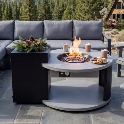 42" Outdoor Propane Fire Table – 50,000 BTU, Hidden Tank Storage, Weather-Resistant Zinc-Aluminum Top & Steel Frame