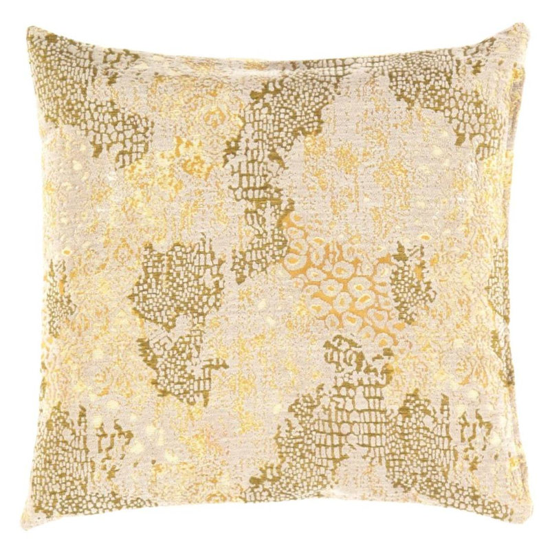 Pillow Cover & Insert, 20"H x 20"W, Square, Beige/Green/Yellow