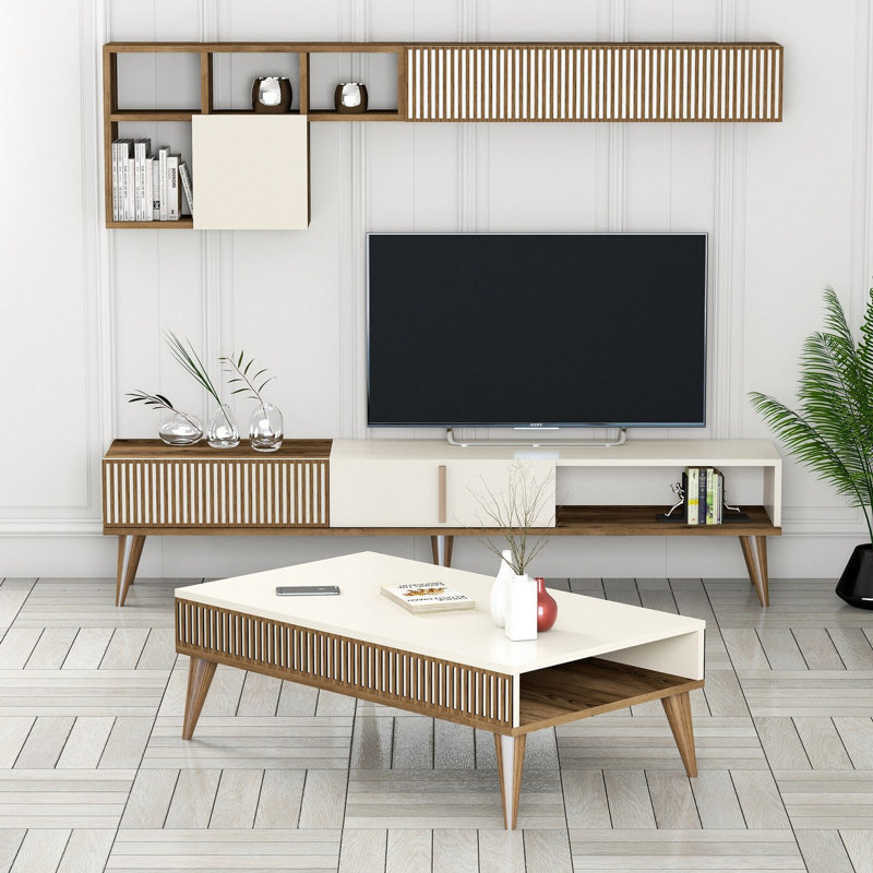 Ensemble de meubles de salon, Brun/crème