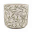 Jardinière S / 2 sable et ciment gris avec motif floral vert gravé, L: P 6,7 x 6,3 po S: P 5,5 po x P 5 po