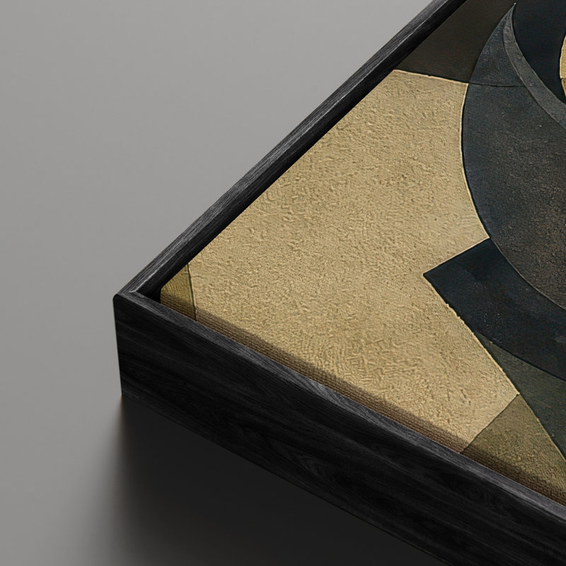«Cubist Pear Fruit Bowl Still Life Mid Century Room Decor», reproduction d'art encadrée, 36" H x 24" W, Black