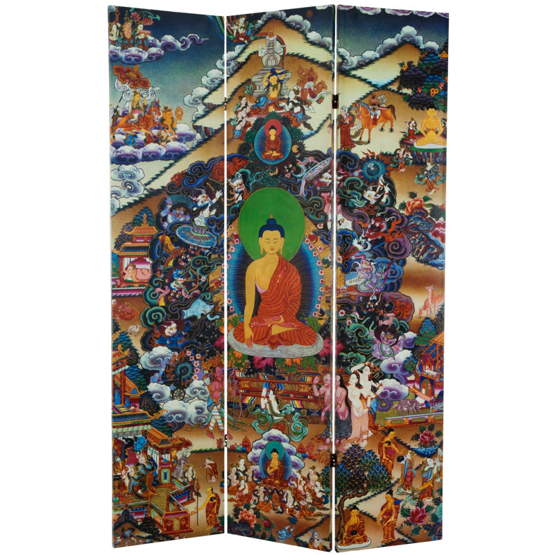 Paravent Tibetan Tanka - Lumières, Bouddha orange