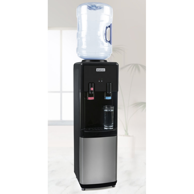 Black Freestanding Top Loading Hot and Cold Water Dispenser