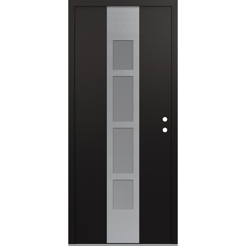 Porte d'entrée pré-suspendue Diamond A10, L 37,44 po x H 81,69 po, Noir / blanc / givré, S'ouvre à gauche vers l'intérieur
