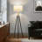 Levi 61 in. Mid-Century Modern LED Energy-Efficient Floor Lamp with Fabric Drum Shade and Metallic Brass Finish