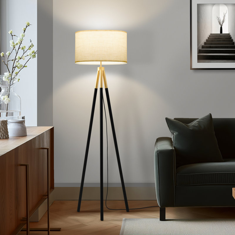 Sophia Smart Black & Gold Tripod LED Floor Lamp for Kids' Rooms