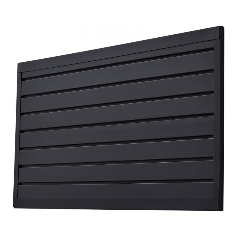 Slat Wall Paneling PVC Garage Slatwall with Modular Design, 64.5cm H x 122.4cm W x 2cm D, Black