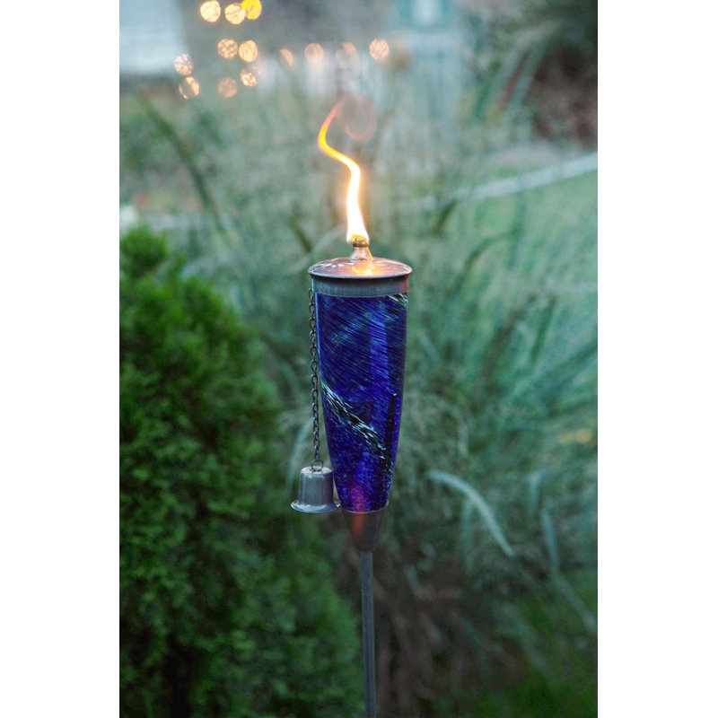 Genesis Blue Hand-Blown Glass and Metal Oil Torch