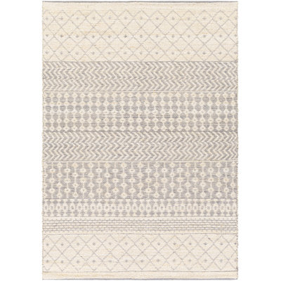 Tapis gris / ivoire tissé à plat à la main Hailie