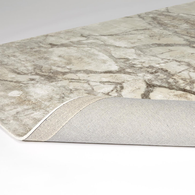 Mirror Match Marble Area Rug in Beige/Gray, Rectangle 9' x 12'