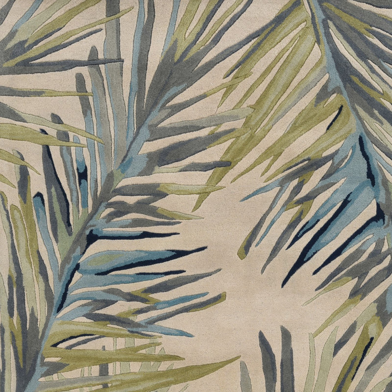 Tapis de couloir en laine ivoire / bleu / vert Celestyn