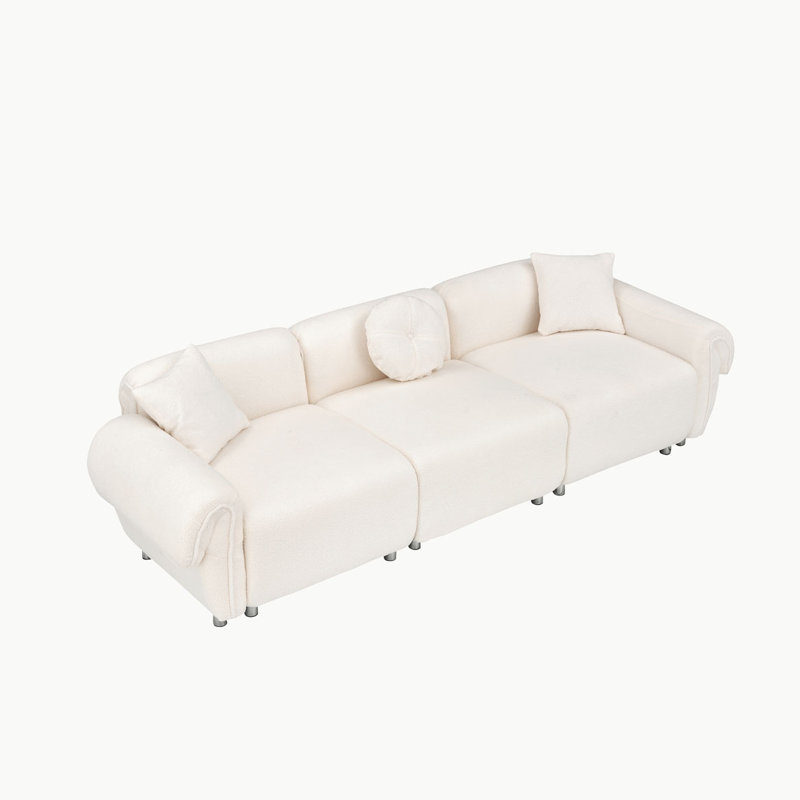 Teddy Fabric 3 Seater Sofa, Beige Teddy