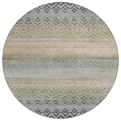 Machine Washable Indoor/Outdoor Xhevrie Gray Rug