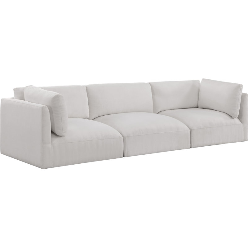 Canapé modulaire à bras carré Huthayfa, Tissu crème en polyester