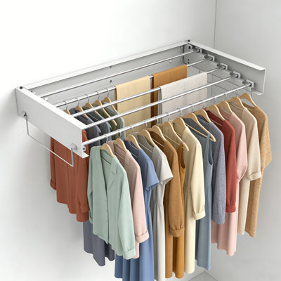 40" Wall Mounted Clothes Drying Rack, Metal Laundry Hanging Rack