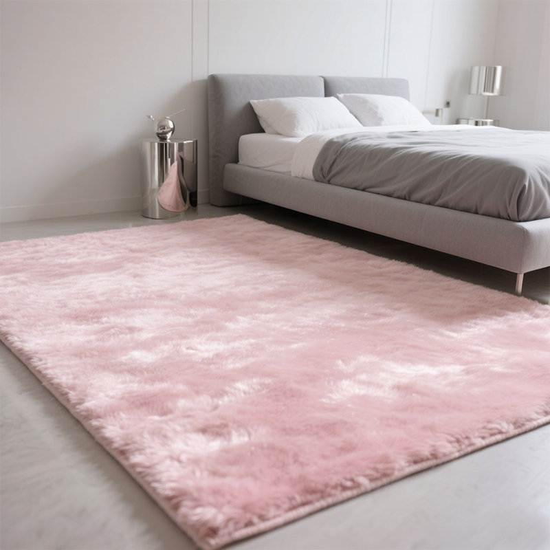 Tapis rose doux moelleux avec envers antidérapant, Rectangle de 5 pi x 8 pi