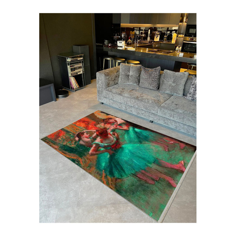 Pastel Colors Dancer Figures Patterned Creative Modern Decorative Rug, Rectangle 2'4" x 3'11" Rug Pad Included